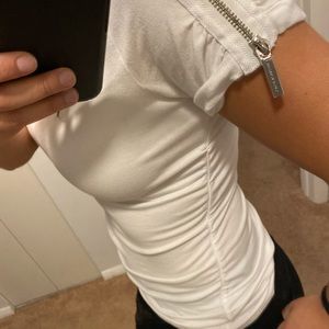 Michael Kors white T-shirt with zipper detail